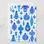 Jingle & Mingle Blue Christmas Baubles Watercolor Einladung (Rückseite)