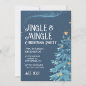 Jingle & Mingle Blue Gold Christmas Party Einladung (Vorderseite)