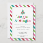 Jingle & Mingle Bright Retro Christmas Party Einladung (Vorderseite)