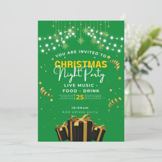 Jingle & Mingle: Christmas Bash Einladung (Stehend Vorderseite)