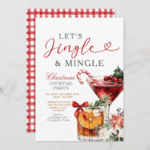 Jingle & Mingle Christmas Cocktail Holiday Party Einladung (Vorne/Hinten)