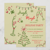 Jingle & Mingle Christmas  Holiday Party  Einladung (Vorne/Hinten)