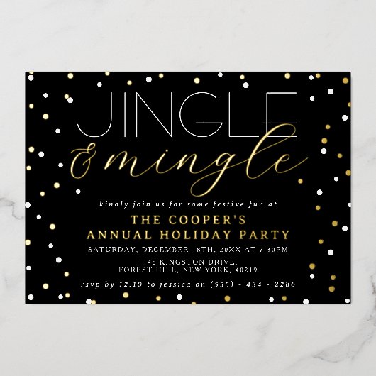 Jingle & Mingle Christmas Holiday Party - Real Folieneinladung (Vorderseite)