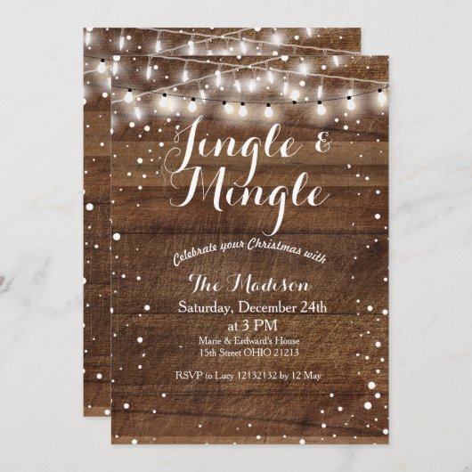 Jingle & Mingle Christmas Party Einladung (Vorne/Hinten)