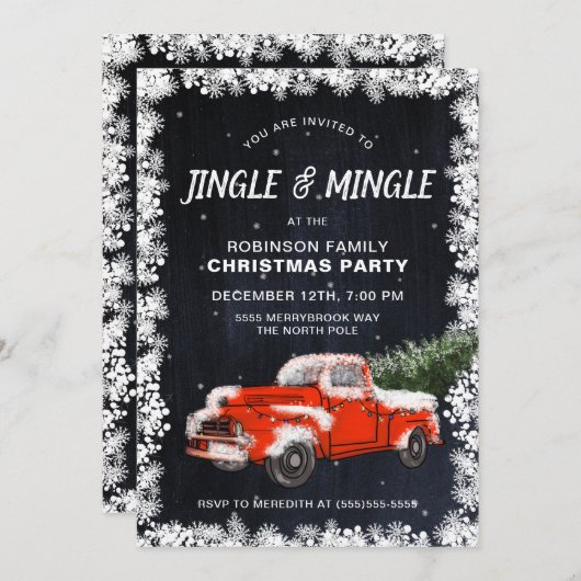 Jingle Mingle Christmas Party Einladung (Vorne/Hinten)