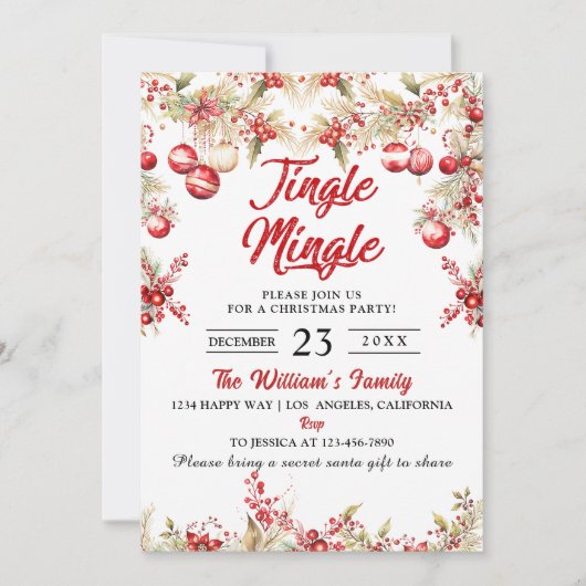 Jingle & Mingle Christmas Party Einladung (Vorderseite)