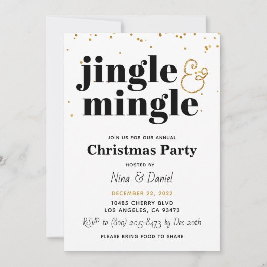 Jingle & Mingle Christmas Party Einladung (Vorderseite)