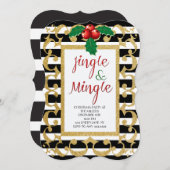 Jingle & Mingle Christmas Party Glitzer Einladung (Vorne/Hinten)