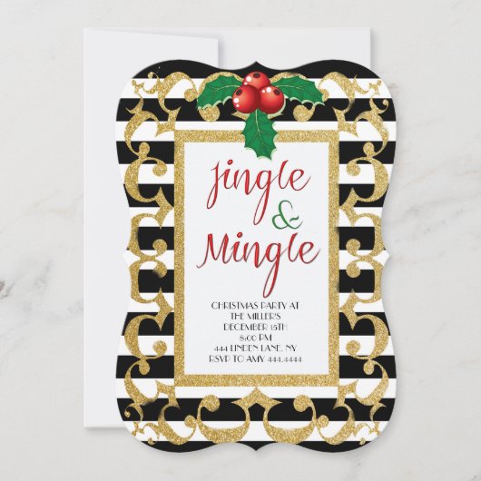 Jingle & Mingle Christmas Party Glitzer Einladung (Vorderseite)