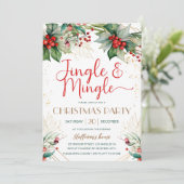 Jingle & Mingle Christmas Party Greenerity Red Ber Einladung (Stehend Vorderseite)