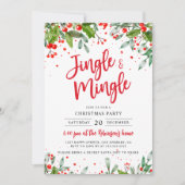 Jingle & Mingle Christmas Party Holly Berries Einladung (Vorderseite)