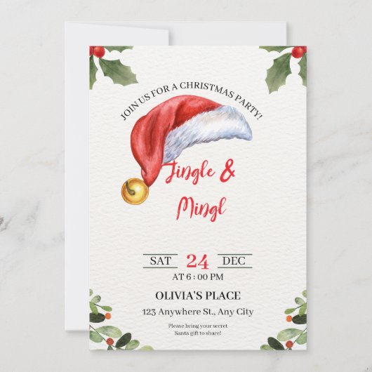 Jingle & Mingle Christmas Party Invite Einladung (Vorderseite)
