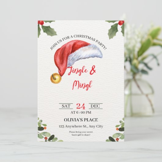 Jingle & Mingle Christmas Party Invite Einladung (Stehend Vorderseite)