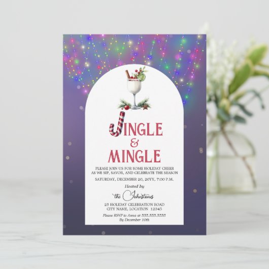 Jingle & Mingle Cocktail Party Einladung (Stehend Vorderseite)