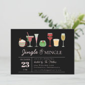 Jingle & Mingle Cocktails Weihnachts-Party Einladung (Stehend Vorderseite)