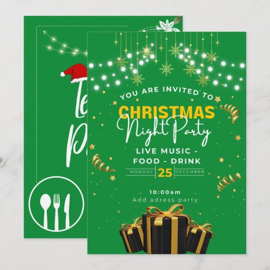 Jingle & Mingle: Eine festliche Weihnachtsparty Einladung (Vorne/Hinten)