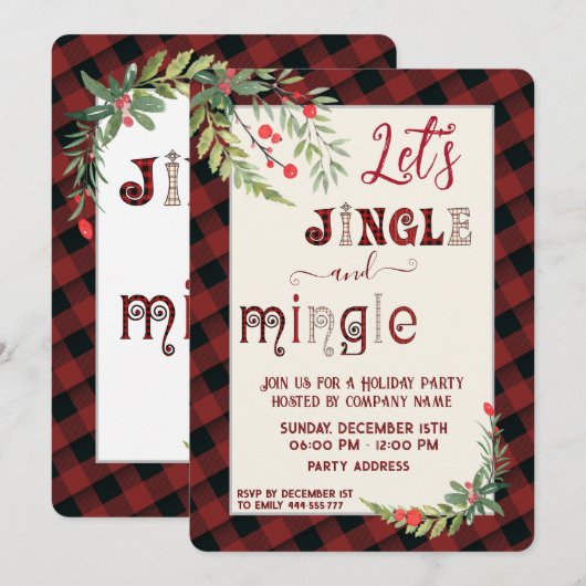 Jingle & Mingle Einladung (Vorne/Hinten)