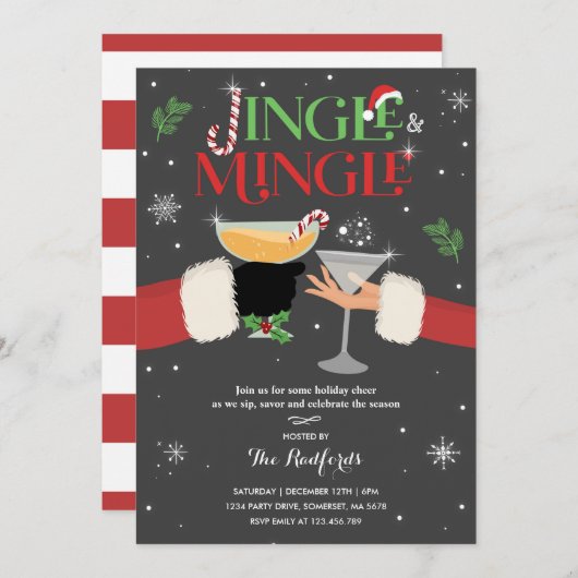Jingle & Mingle Einladungs-Cocktail-Party Einladung (Vorne/Hinten)