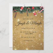 Jingle Mingle Eleganto Modern Gold Christmas Party Einladung (Vorderseite)