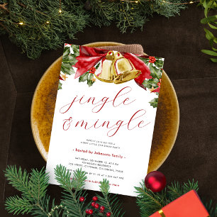 Jingle & Mingle Festive Gold Bells Christmas Party Einladung