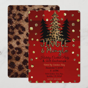 Jingle & Mingle Gold Glam Leopard Christmas Party Einladung