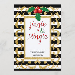 Jingle & Mingle Gold Glitzer Party Einladung