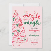 Jingle & Mingle Hand Drawing Weihnachtsfeier Einladung (Vorderseite)