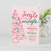 Jingle & Mingle Hand Drawing Weihnachtsfeier Einladung (Stehend Vorderseite)