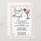 Jingle & Mingle Hand Drawing Weihnachtsfeier Einladung (Vorne/Hinten)