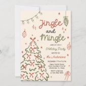 Jingle & Mingle Hand Drawn Christmas Holiday Party Einladung (Vorderseite)