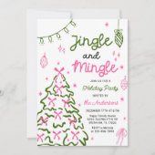 Jingle & Mingle Hand Drawn Christmas Holiday Party Einladung (Vorderseite)