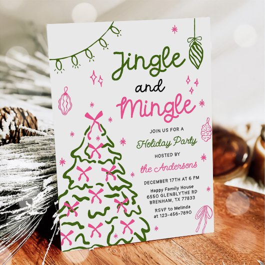 Jingle & Mingle Hand Drawn Christmas Holiday Party Einladung