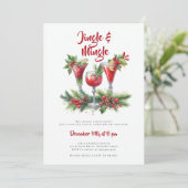Jingle Mingle Holiday Cocktail Red Christmas Party Einladung (Stehend Vorderseite)
