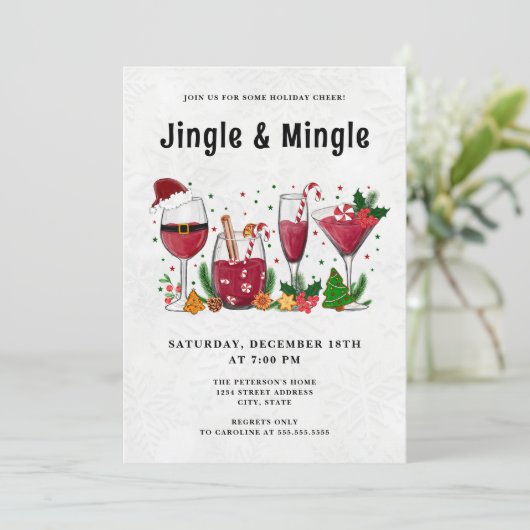 Jingle & Mingle Holiday Party Einladung (Stehend Vorderseite)