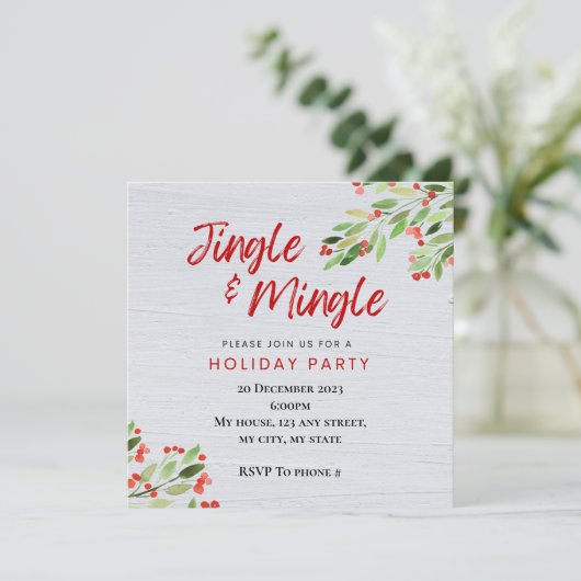 Jingle & Mingle Holiday Party Einladung (Stehend Vorderseite)