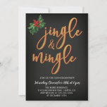 Jingle & Mingle Holiday Party Einladung<br><div class="desc">Helfen wir die Saison zu feiern mit dieser Single und mischen Weihnachtsfeier mit Aquarellholzbeeren mit einer Mischung aus stilvollen vergoldeten Imitaten und Schriftart.</div>