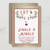 Jingle & Mingle Hübscher Rentierurlaub Einladung (Vorne/Hinten)