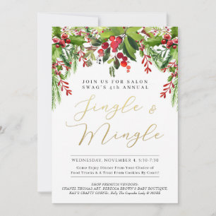 Jingle & Mingle im frischen Girlanden-Event-Einlad Feiertagskarte