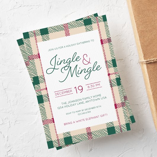 Jingle & Mingle Kariert Holiday Party - Einladung