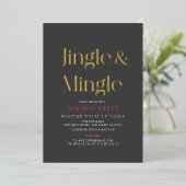 Jingle & Mingle Minimal Christmas Holiday Party Bk Folieneinladung (Stehend vorne)