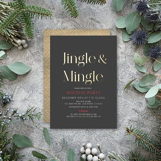 Jingle & Mingle Minimal Christmas Holiday Party Bk Folieneinladung