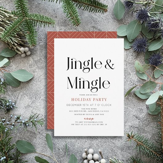 Jingle & Mingle Minimal Christmas Holiday Party Einladung