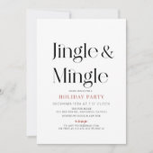 Jingle & Mingle Minimal Christmas Holiday Party Einladung (Vorderseite)