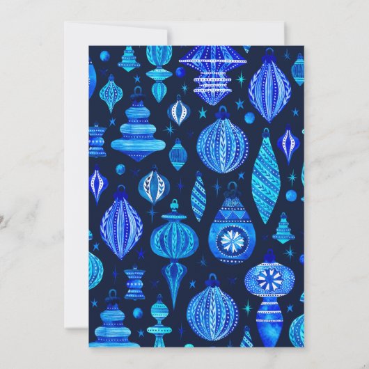 Jingle & Mingle Navy Christmas Baubles Watercolor Einladung (Rückseite)