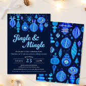 Jingle & Mingle Navy Christmas Baubles Watercolor Einladung