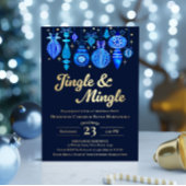 Jingle & Mingle Navy Christmas Baubles Watercolor Folieneinladung