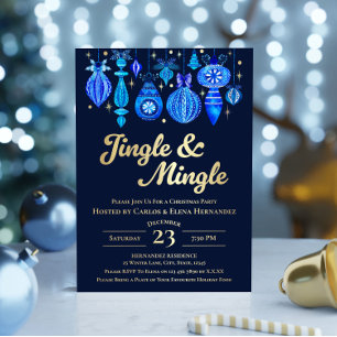 Jingle & Mingle Navy-Weihnachtsbaumkugeln Wasserfa Folieneinladung