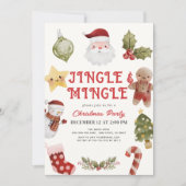 Jingle & Mingle Niedliche Weihnachtsfeier Einladung (Vorderseite)