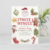 Jingle & Mingle Niedliche Weihnachtsfeier Einladung (Stehend Vorderseite)
