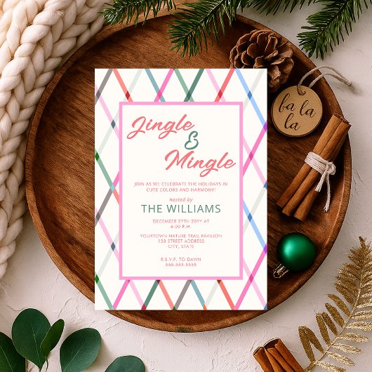 Jingle Mingle Pastel Checkered Muster Weihnachten Einladung